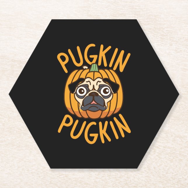 Porta-copo De Papel Pugkin Pug Dog Halloween (Frente)