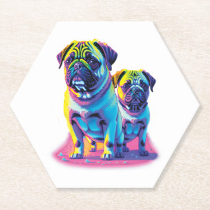 Porta-copo De Papel Pugs Pop em Rosa