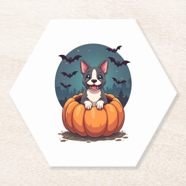 Porta-copo De Papel Pumpkin Pitbull Smile (Frente)