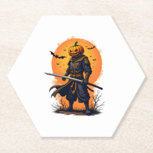Porta-copo De Papel Pumpkin Samurai � Camisa do Guerreiro do Halloween