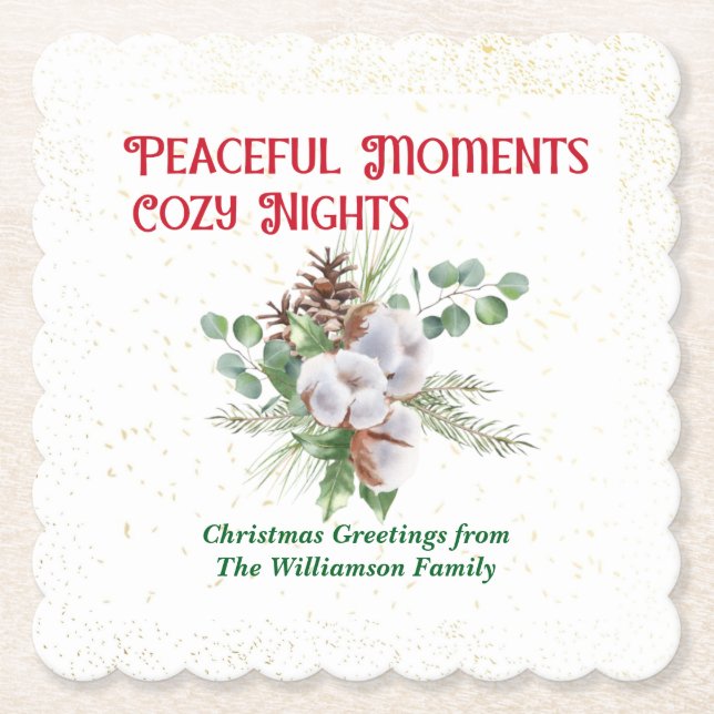 Porta-copo De Papel Pussy Willow Catkin Bouquet Christmas (Frente)