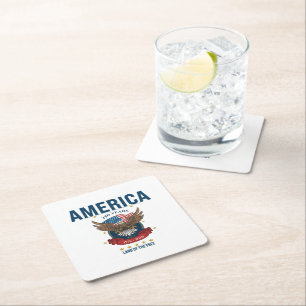 Porta-copo De Papel Quadrado 1776 2026 Águia Careca Bandeira América 250 Patr