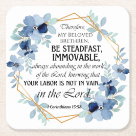 Porta-copo De Papel Quadrado 1 Corinthians 15:58 Inspirational Verse Floral