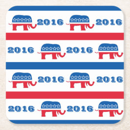 Porta-copo De Papel Quadrado 2016 listras republicanas patrióticas do elefante