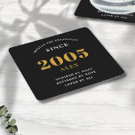 Porta-copo De Papel Quadrado 20 Aniversário 2005 Chic Preto Dourado Elegante<br><div class="desc">20 de Aniversário Premium Portas copos de Papel Personalizadas e Pretas e Douradas - Elegância de Celebração. Comemore um aniversário de marcos com nossas portas copos de papel chic, de qualidade superior, de aniversário de 20. Extremamente desenhadas com um impressionante esquema de cores preto e dourado, estas portas copos acrescentam...</div>