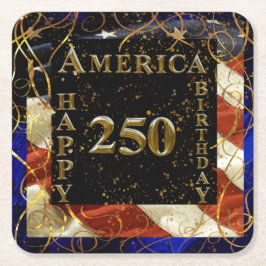 Porta-copo De Papel Quadrado 250º Feliz Aniversário América!