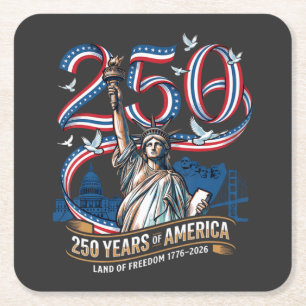 Porta-copo De Papel Quadrado 250 Anos de Aniversário da América 1776 2026