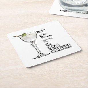 Porta-copo De Papel Quadrado 3 a 1 (úmido) Martini Cocktail Recebe arte