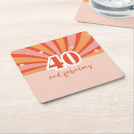 Porta-copo De Papel Quadrado 40 e festa de aniversário fabulosa