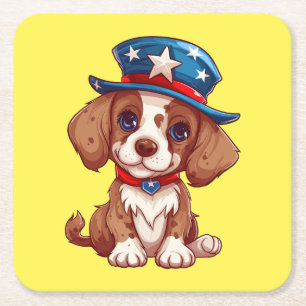 Porta-copo De Papel Quadrado 4 de julho Cuppy com chapéu americano-71009