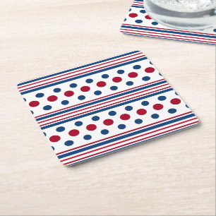 Porta-copo De Papel Quadrado 4 De Julho Vermelho Branco E Azul Patriótico