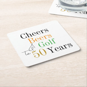 Porta-copo De Papel Quadrado 50.º aniversário do Partido do Golfe dos Cheers e