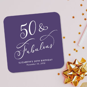 Porta-copo De Papel Quadrado 50 Aniversário Fantástico Roxo