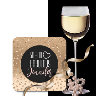 Porta-copo De Papel Quadrado 50 e Fabuloso Birthday Sparkle Dourado Blush