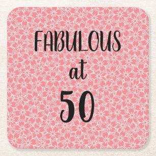 Porta-copo De Papel Quadrado 50 e Flores Rosa Fabulosas Pape Quadrado de Aniver