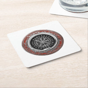 Porta-copo De Papel Quadrado [510] Vegvisir - Bússola mágica de virar prata