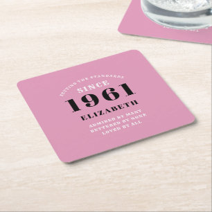 Porta-copo De Papel Quadrado 60º Aniversário de 1961 Mulher Negra Rosa Personal