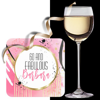 Porta-copo De Papel Quadrado 60.º Aniversário Fabuloso Glitter Preto Rosa Quent