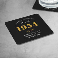 70 Aniversário Nome 1954 Chic Preto Dourado Elegan