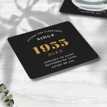 Porta-copo De Papel Quadrado 70 Aniversário Nome 1955 Chic Preto Dourado Elegan<br><div class="desc">70 de Aniversário Premium Portas copos de Papel Personalizadas e Pretas e Douradas - Elegância de Celebração. Comemore um aniversário de marcos com nossas portas copos de papel chic, de qualidade superior, de aniversário de 70. Extremamente desenhadas com um impressionante esquema de cores preto e dourado, estas portas copos acrescentam...</div>