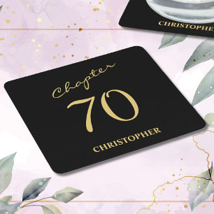 Porta-copo De Papel Quadrado 70 Birthday Black Dourado Capítulo 70