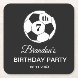 Porta-copo De Papel Quadrado 7th Birthday Party Soccer Black Boys Sports