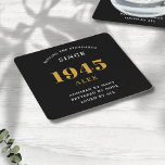 Porta-copo De Papel Quadrado 80 Aniversário Nome 1945 Chic Preto Dourado Elegan<br><div class="desc">80 de Aniversário Premium Portas copos de Papel Personalizadas e Pretas e Douradas - Elegância de Celebração. Comemore um aniversário de marcos com nossas portas copos de papel chic, de qualidade superior, de aniversário de 80. Extremamente desenhadas com um impressionante esquema de cores preto e dourado, estas portas copos acrescentam...</div>