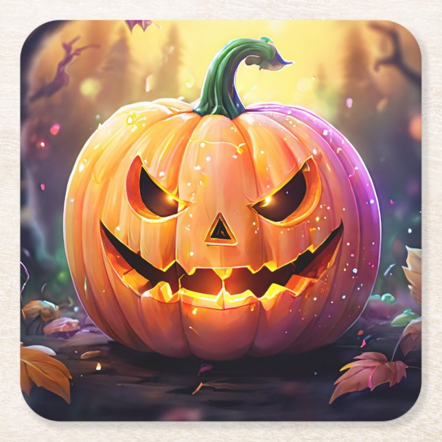 Porta-copo De Papel Quadrado A Abóbora, As Placas De Papel (Frente)