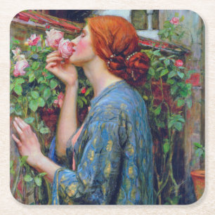 Porta-copo De Papel Quadrado A Alma do Rosa, John William Waterhouse