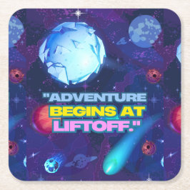 Porta-copo De Papel Quadrado A aventura começa no lifoff