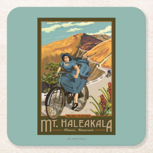 Porta-copo De Papel Quadrado A bicicleta do Mt. Haleakala monta Havaí