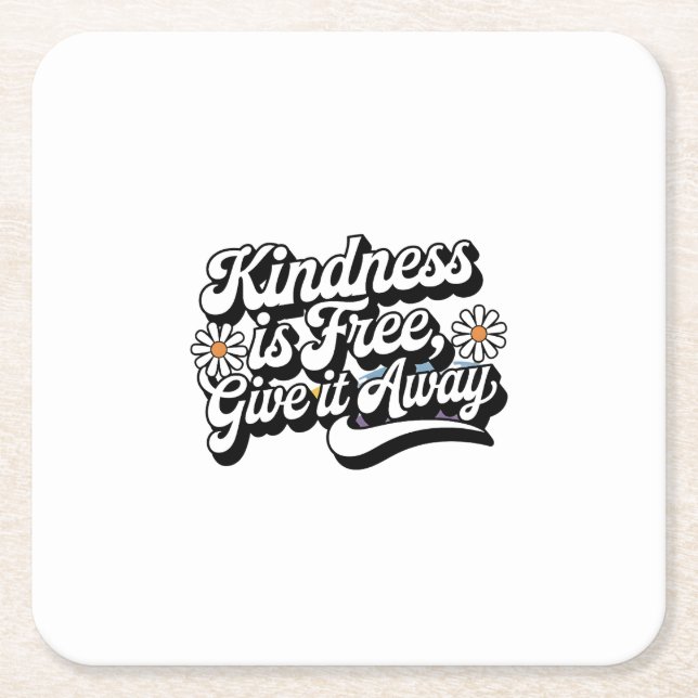 Porta-copo De Papel Quadrado "A bondade é livre, dá-lhe saída" (Frente)