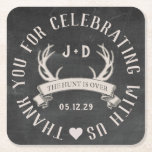 Porta-copo De Papel Quadrado A Caça é Sobre o Casamento Favor da Praça Personal<br><div class="desc">"OBRIGADO POR CELEBRAR CONOSCO!" Rustic Chalkboard Antlers Favor Da Porta copos De Papel Do Partido. Adicione nomes de casais e data. Personalize-o ou clique no botão "personalizá-lo" para obter todas as opções de edição. Para perguntas e solicitações personalizadas, clique em "contato" e deixe uma mensagem. **modelos coordenados podem ser encontrados...</div>