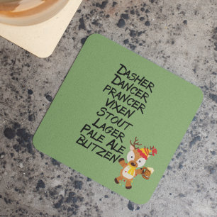 Porta-copo De Papel Quadrado A cerveja da rena do feriado bebe o Natal