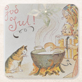 Porta-copo De Papel Quadrado A charming Scandinavian winter scene  Tack Kort