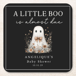 Porta-copo De Papel Quadrado A Little Boo Ghost Wildflower Baby Shower 