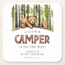 Porta-copo De Papel Quadrado A Little Camper Forest Baby Shower