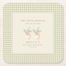 Porta-copo De Papel Quadrado A Little Sprout is on the Way Baby Shower 