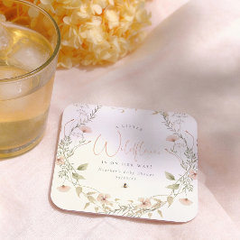 Porta-copo De Papel Quadrado A Little Wildflower Boho Girl Baby Shower