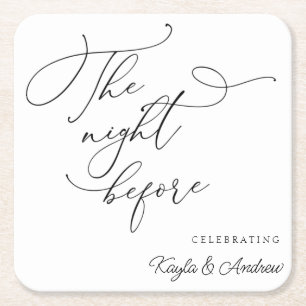 Porta-copo De Papel Quadrado A Noite Antes Do Janto De Ensaio De Casamento