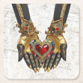 Porta-copo De Papel Quadrado A oferta - Coração nas Mãos