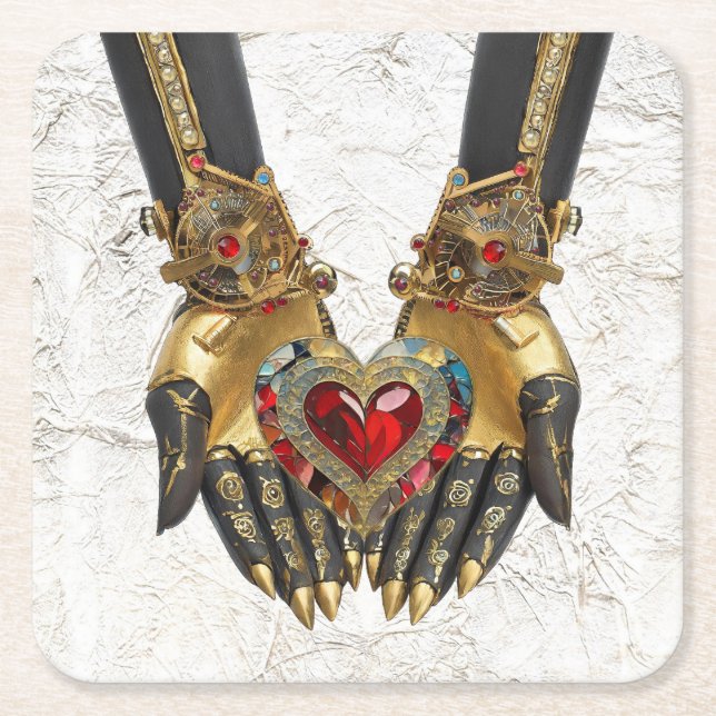 Porta-copo De Papel Quadrado A oferta - Coração nas Mãos (Frente)