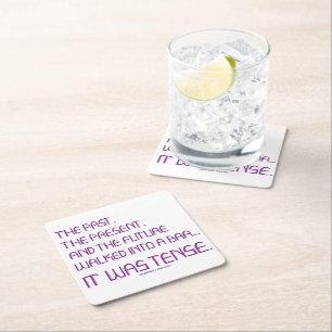 Porta-copo De Papel Quadrado A palavra tensa de SlipperyJoe passou da engraçada