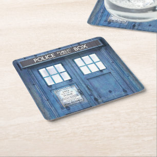 Porta-copo De Papel Quadrado A polícia engraçada telefona à caixa de chamada