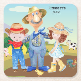 Porta-copo De Papel Quadrado A Porta copos Fazenda do velho MacDonald 🐔 um bel