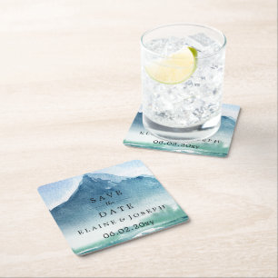 Porta-copo De Papel Quadrado A Rústica Watercolor Monges Lake Salva A Data