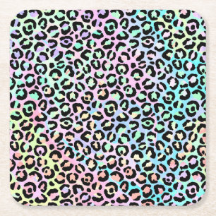 Porta-copo De Papel Quadrado A Série Iridescente Leopard Design 5
