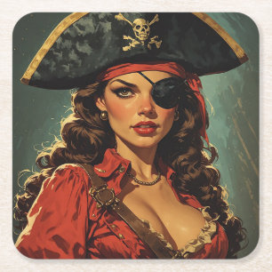 Porta-copo De Papel Quadrado A Tentadora Pirata Escarlate