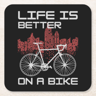 Porta-copo De Papel Quadrado A vida é melhor de bicicleta
