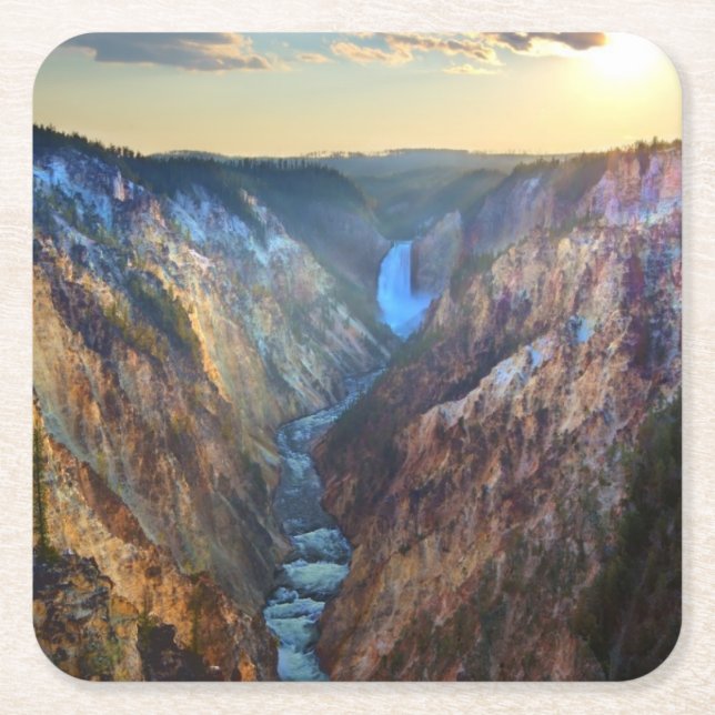 Porta-copo De Papel Quadrado Abaixe quedas do ponto do artista (Frente)